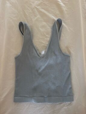 Nikibiki Light Blue Ribbed V-Neck Tank Top - Women